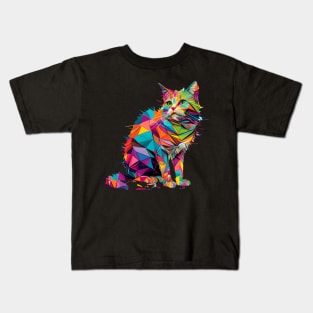 Colorful cute cat in pop art style - Lady Cat Kids T-Shirt